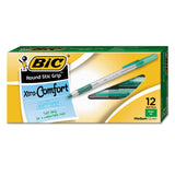 BIC Round Stic Grip Xtra Comfort Stick Ballpoint Pen, 1.2mm, Green Ink, Gray Barrel, Dozen (BICGSMG11GN) Box of 12