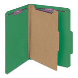Smead™ Four-Section Pressboard Top Tab Classification Folders, Four SafeSHIELD Fasteners, 1 Divider, Letter Size, Green, 10/Box (SMD13733) Each