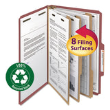 Smead™ Recycled Pressboard Classification Folders, 3" Expansion, 3 Dividers, 8 Fasteners, Legal Size, Red Exterior, 10/Box (SMD19099) Box of 10