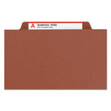 Smead™ Recycled Pressboard Classification Folders, 3" Expansion, 3 Dividers, 8 Fasteners, Legal Size, Red Exterior, 10/Box (SMD19099) Box of 10