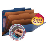 Smead™ Eight-Section Pressboard Top Tab Classification Folders, 8 SafeSHIELD Fasteners, 3 Dividers, Legal Size, Dark Blue, 10/Box (SMD19096) Each