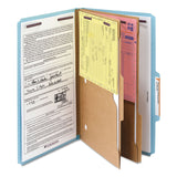 Smead™ 6-Section Pressboard Top Tab Pocket Classification Folders, 6 SafeSHIELD Fasteners, 2 Dividers, Legal Size, Blue, 10/Box (SMD19081) Each
