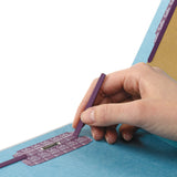 Smead™ End Tab Pressboard Classification Folders, Six SafeSHIELD Fasteners, 2" Expansion, 2 Dividers, Letter Size, Blue, 10/Box (SMD26781) Box of 10