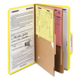 Smead™ 6-Section Pressboard Top Tab Pocket Classification Folders, 6 SafeSHIELD Fasteners, 2 Dividers, Legal Size, Yellow, 10/Box (SMD19084) Each