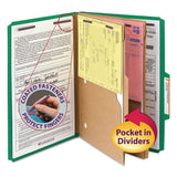 Smead™ 6-Section Pressboard Top Tab Pocket Classification Folders, 6 SafeSHIELD Fasteners, 2 Dividers, Legal Size, Green, 10/Box (SMD19083) Each