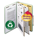 Smead™ Recycled Pressboard Classification Folders, 2" Expansion, 2 Dividers, 6 Fasteners, Legal Size, Gray-Green, 10/Box (SMD19022) Box of 10