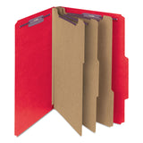 Smead™ Eight-Section Pressboard Top Tab Classification Folders, 8 SafeSHIELD Fasteners, 3 Dividers, Letter Size, Bright Red, 10/Box (SMD14095) Each