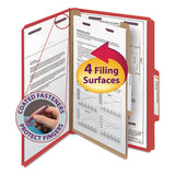 Smead™ Four-Section Pressboard Top Tab Classification Folders, Four SafeSHIELD Fasteners, 1 Divider, Legal Size, Bright Red, 10/Box (SMD18731) Each