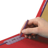 Smead™ End Tab Pressboard Classification Folders, Six SafeSHIELD Fasteners, 2" Expansion, 2 Dividers, Letter Size, Bright Red, 10/BX (SMD26783) Box of 10