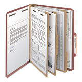 Smead™ Recycled Pressboard Classification Folders, 3" Expansion, 3 Dividers, 8 Fasteners, Letter Size, Red Exterior, 10/Box (SMD14099) Box of 10
