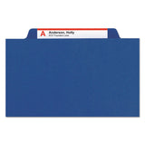 Smead™ Eight-Section Pressboard Top Tab Classification Folders, 8 SafeSHIELD Fasteners, 3 Dividers, Legal Size, Dark Blue, 10/Box (SMD19096) Each