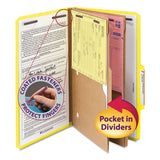 Smead™ 6-Section Pressboard Top Tab Pocket Classification Folders, 6 SafeSHIELD Fasteners, 2 Dividers, Legal Size, Yellow, 10/Box (SMD19084) Each