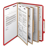 Smead™ Eight-Section Pressboard Top Tab Classification Folders, 8 SafeSHIELD Fasteners, 3 Dividers, Letter Size, Bright Red, 10/Box (SMD14095) Each