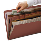 Smead™ 6-Section Pressboard Top Tab Pocket Classification Folders, 6 SafeSHIELD Fasteners, 2 Dividers, Legal Size, Red, 10/Box (SMD19079) Each