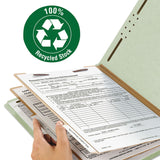 Smead™ Recycled Pressboard Classification Folders, 2" Expansion, 2 Dividers, 6 Fasteners, Legal Size, Gray-Green, 10/Box (SMD19022) Box of 10