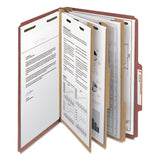 Smead™ Recycled Pressboard Classification Folders, 3" Expansion, 3 Dividers, 8 Fasteners, Legal Size, Red Exterior, 10/Box (SMD19099) Box of 10