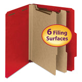 Smead™ Recycled Pressboard Classification Folders, 2" Expansion, 2 Dividers, 6 Fasteners, Letter Size, Bright Red, 10/Box (SMD14061) Box of 10