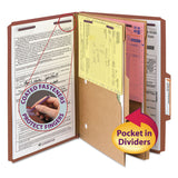 Smead™ 6-Section Pressboard Top Tab Pocket Classification Folders, 6 SafeSHIELD Fasteners, 2 Dividers, Legal Size, Red, 10/Box (SMD19079) Each