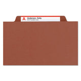 Smead™ Recycled Pressboard Classification Folders, 2" Expansion, 2 Dividers, 6 Fasteners, Letter Size, Red Exterior, 10/Box (SMD14024) Box of 10