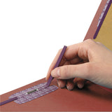 Smead™ End Tab Pressboard Classification Folders, Eight SafeSHIELD Fasteners, 3" Expansion, 3 Dividers, Letter Size, Red, 10/Box (SMD26865) Box of 10