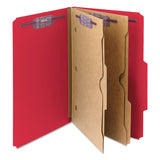 Smead™ 6-Section Pressboard Top Tab Pocket Classification Folders, 6 SafeSHIELD Fasteners, 2 Dividers, Legal Size, Bright Red, 10/BX (SMD19082) Each