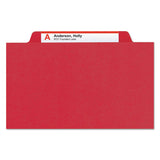 Smead™ 6-Section Pressboard Top Tab Pocket Classification Folders, 6 SafeSHIELD Fasteners, 2 Dividers, Legal Size, Bright Red, 10/BX (SMD19082) Each