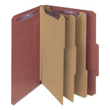 Smead™ Pressboard Classification Folders, Eight SafeSHIELD Fasteners, 2/5-Cut Tabs, 3 Dividers, Legal Size, Red, 10/Box (SMD19092) Each