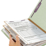 Smead™ Pressboard Classification Folders, Six SafeSHIELD Fasteners, 2/5-Cut Tabs, 2 Dividers, Legal Size, Gray-Green, 10/Box (SMD19076) Each
