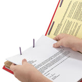 Smead™ End Tab Pressboard Classification Folders, Six SafeSHIELD Fasteners, 2" Expansion, 2 Dividers, Letter Size, Bright Red, 10/BX (SMD26783) Box of 10