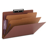 Smead™ Pressboard Classification Folders, Six SafeSHIELD Fasteners, 1/3-Cut Tabs, 2 Dividers, Legal Size, Red, 10/Box (SMD19230) Each