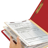 Smead™ Top Tab Classification Folders, Six SafeSHIELD Fasteners, 2" Expansion, 2 Dividers, Letter Size, Red Exterior, 10/Box (SMD14003) Box of 10