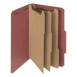 Smead™ Recycled Pressboard Classification Folders, 3" Expansion, 3 Dividers, 8 Fasteners, Legal Size, Red Exterior, 10/Box (SMD19099) Box of 10