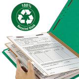Smead™ Recycled Pressboard Classification Folders, 2" Expansion, 2 Dividers, 6 Fasteners, Letter Size, Green Exterior, 10/Box (SMD14063) Box of 10