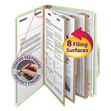 Smead™ Pressboard Classification Folders, Eight SafeSHIELD Fasteners, 2/5-Cut Tabs, 3 Dividers, Legal Size, Gray-Green, 10/Box (SMD19091) Each