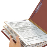 Smead™ Pressboard Classification Folders, Six SafeSHIELD Fasteners, 1/3-Cut Tabs, 2 Dividers, Legal Size, Red, 10/Box (SMD19230) Each