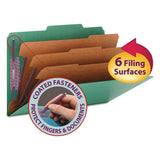 Smead™ Eight-Section Pressboard Top Tab Classification Folders, Eight SafeSHIELD Fasteners, 3 Dividers, Legal Size, Green, 10/Box (SMD19097) Each
