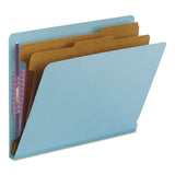Smead™ End Tab Pressboard Classification Folders, Six SafeSHIELD Fasteners, 2" Expansion, 2 Dividers, Letter Size, Blue, 10/Box (SMD26781) Box of 10