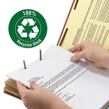 Smead™ Recycled Pressboard Classification Folders, 3" Expansion, 3 Dividers, 8 Fasteners, Letter Size, Red Exterior, 10/Box (SMD14099) Box of 10