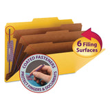 Smead™ Eight-Section Pressboard Top Tab Classification Folders, Eight SafeSHIELD Fasteners, 3 Dividers, Legal Size, Yellow, 10/Box (SMD19098) Each