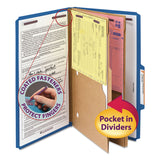 Smead™ 6-Section Pressboard Top Tab Pocket Classification Folders, 6 SafeSHIELD Fasteners, 2 Dividers, Legal Size, Dark Blue, 10/Box (SMD19077) Each