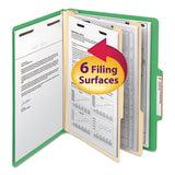 Smead™ Top Tab Classification Folders, Six SafeSHIELD Fasteners, 2" Expansion, 2 Dividers, Letter Size, Green Exterior, 10/Box (SMD14002) Each