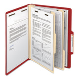 Smead™ Top Tab Classification Folders, Six SafeSHIELD Fasteners, 2" Expansion, 2 Dividers, Letter Size, Red Exterior, 10/Box (SMD14003) Box of 10