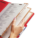 Smead™ Eight-Section Pressboard Top Tab Classification Folders, 8 SafeSHIELD Fasteners, 3 Dividers, Letter Size, Bright Red, 10/Box (SMD14095) Each