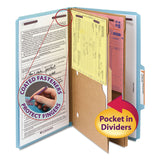 Smead™ 6-Section Pressboard Top Tab Pocket Classification Folders, 6 SafeSHIELD Fasteners, 2 Dividers, Legal Size, Blue, 10/Box (SMD19081) Each