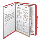 Smead™ Four-Section Pressboard Top Tab Classification Folders, Four SafeSHIELD Fasteners, 1 Divider, Letter Size, Bright Red, 10/Box (SMD13731) Each