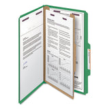 Smead™ Four-Section Pressboard Top Tab Classification Folders, Four SafeSHIELD Fasteners, 1 Divider, Legal Size, Green, 10/Box (SMD18733) Each