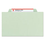 Smead™ Pressboard Classification Folders, Six SafeSHIELD Fasteners, 2/5-Cut Tabs, 2 Dividers, Legal Size, Gray-Green, 10/Box (SMD19076) Each