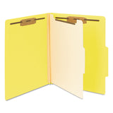 Smead™ Top Tab Classification Folders, Four SafeSHIELD Fasteners, 2" Expansion, 1 Divider, Letter Size, Yellow Exterior, 10/Box (SMD13704) Each