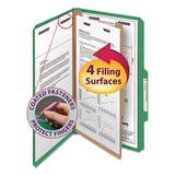 Smead™ Four-Section Pressboard Top Tab Classification Folders, Four SafeSHIELD Fasteners, 1 Divider, Legal Size, Green, 10/Box (SMD18733) Each