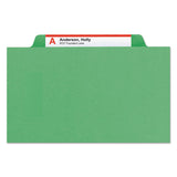 Smead™ Top Tab Classification Folders, Six SafeSHIELD Fasteners, 2" Expansion, 2 Dividers, Letter Size, Green Exterior, 10/Box (SMD14002) Each